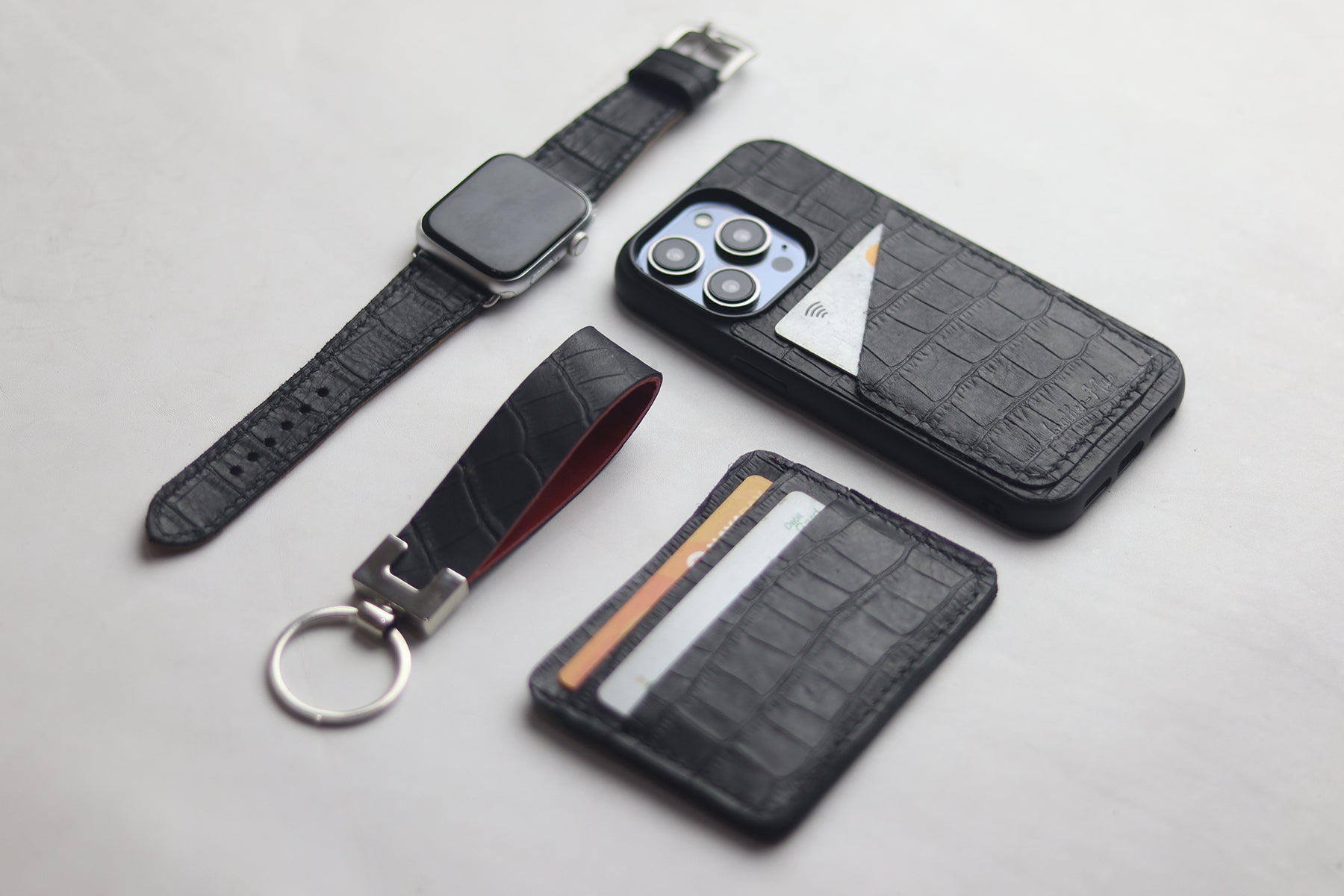 BLACK CROCO WALLET PHONE CASE