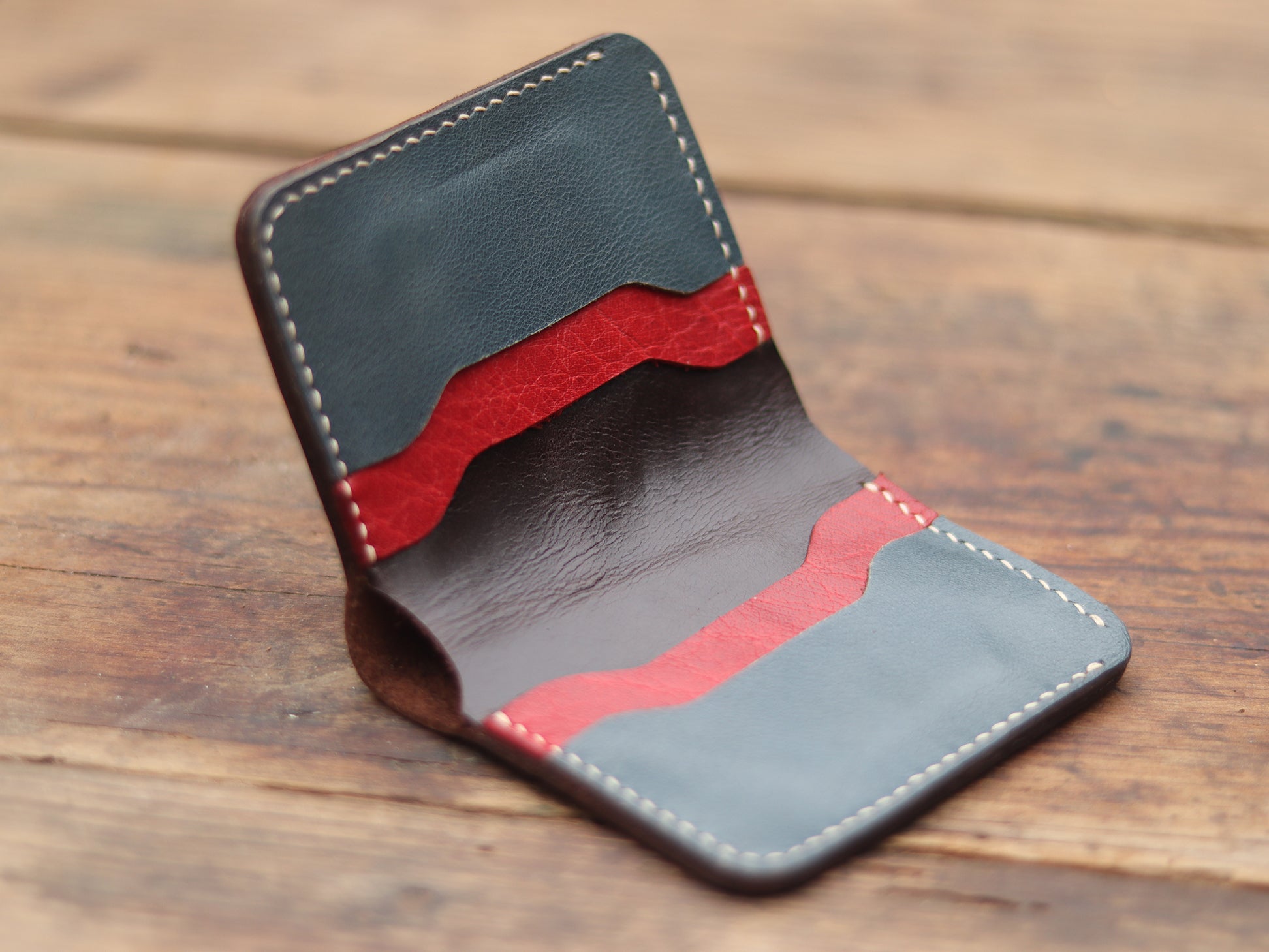 "TRIDENT MINI" RED,DEEP BLUE AND WALNUT