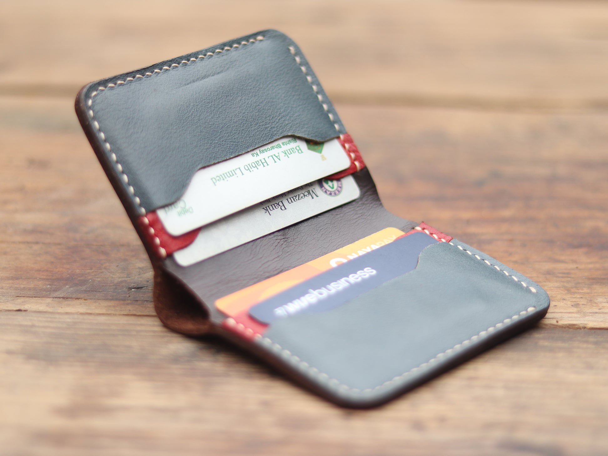 "TRIDENT MINI" RED,DEEP BLUE AND WALNUT