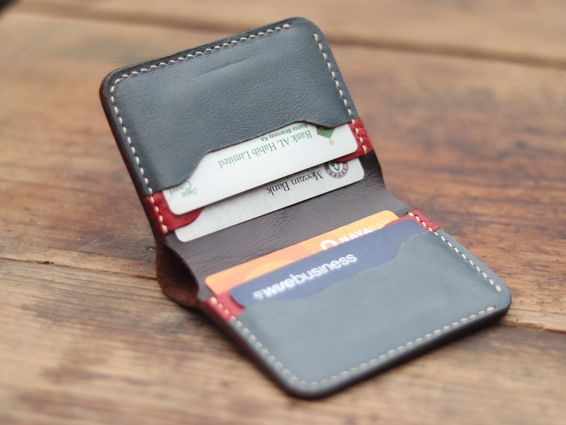 "TRIDENT MINI" RED,DEEP BLUE AND WALNUT