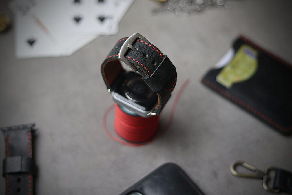 MATTE STONE BLACK FULL STITCHED (RED THREAD)