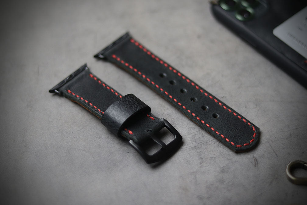 MATTE STONE BLACK FULL STITCHED (RED THREAD)