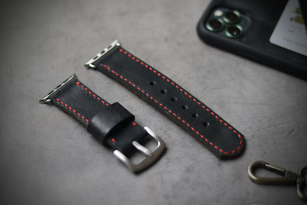 MATTE STONE BLACK FULL STITCHED (RED THREAD)