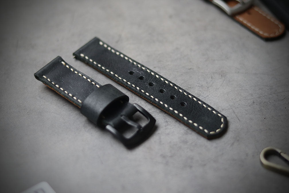 MATTE STONE BLACK FULL STITCHED ( BIEGE THREAD)