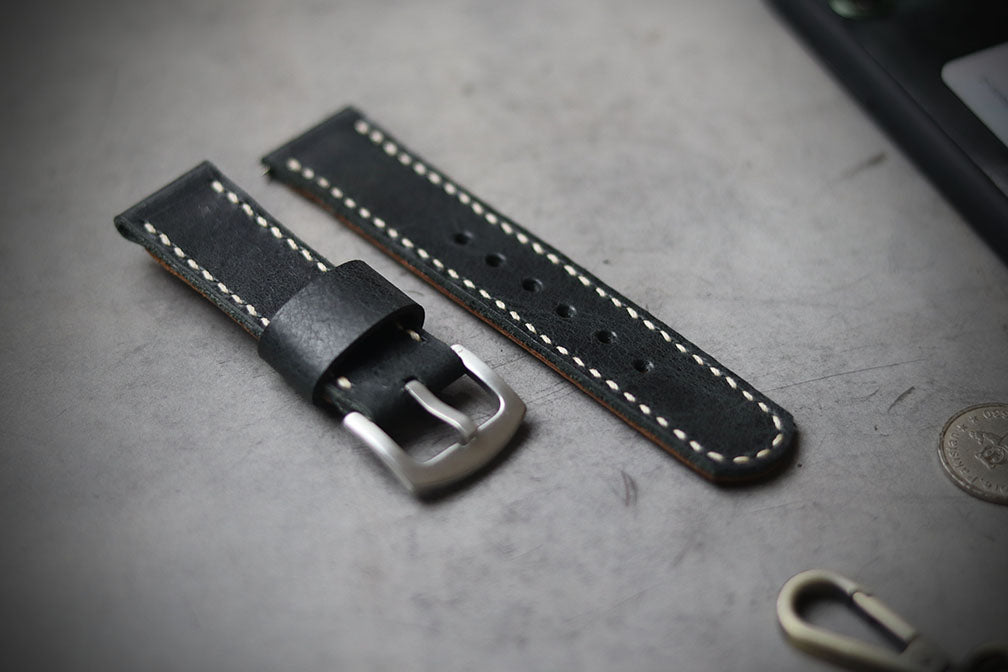 MATTE STONE BLACK FULL STITCHED ( BIEGE THREAD)