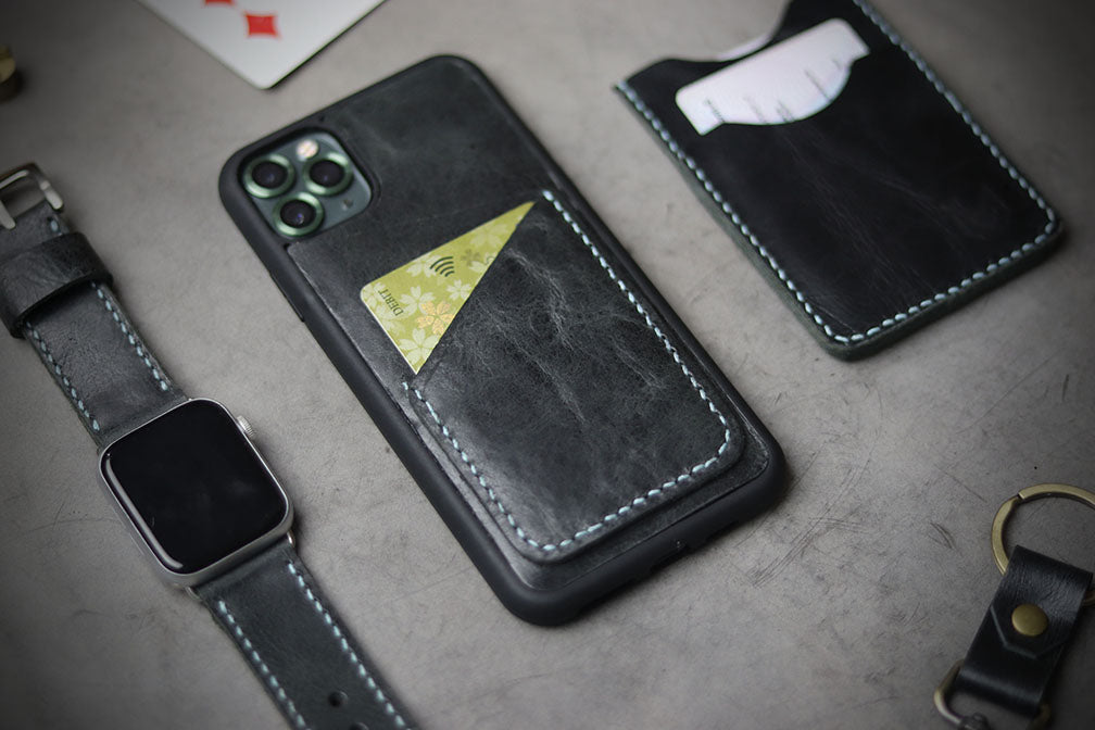 MATTE STONE BLACK FULL STITCHED (SKY BLUE THREAD)