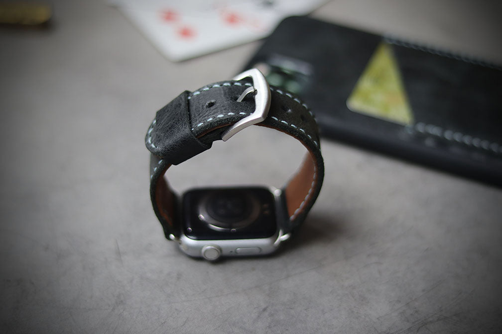 MATTE STONE BLACK FULL STITCHED (SKY BLUE THREAD)