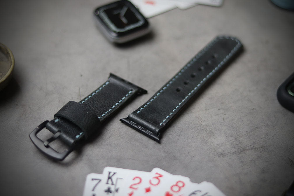 MATTE STONE BLACK FULL STITCHED (SKY BLUE THREAD)