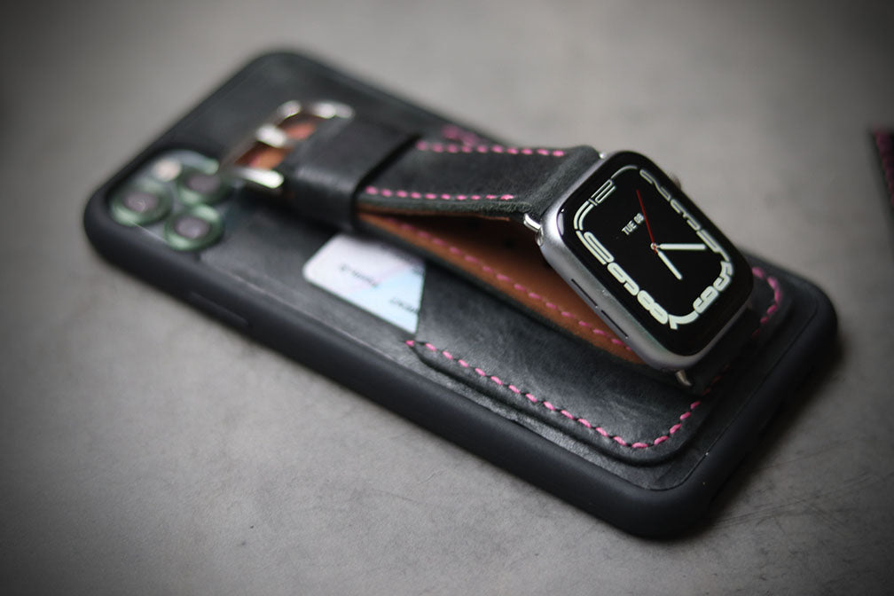 MATTE STONE BLACK FULL STITCHED (ROSE PINK THREAD)
