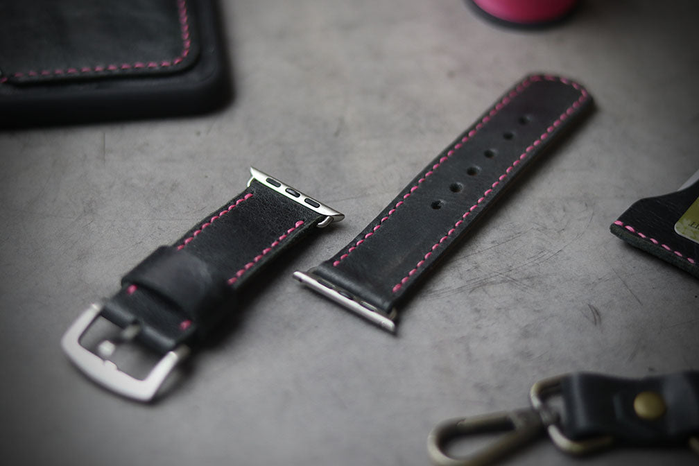 MATTE STONE BLACK FULL STITCHED (ROSE PINK THREAD)