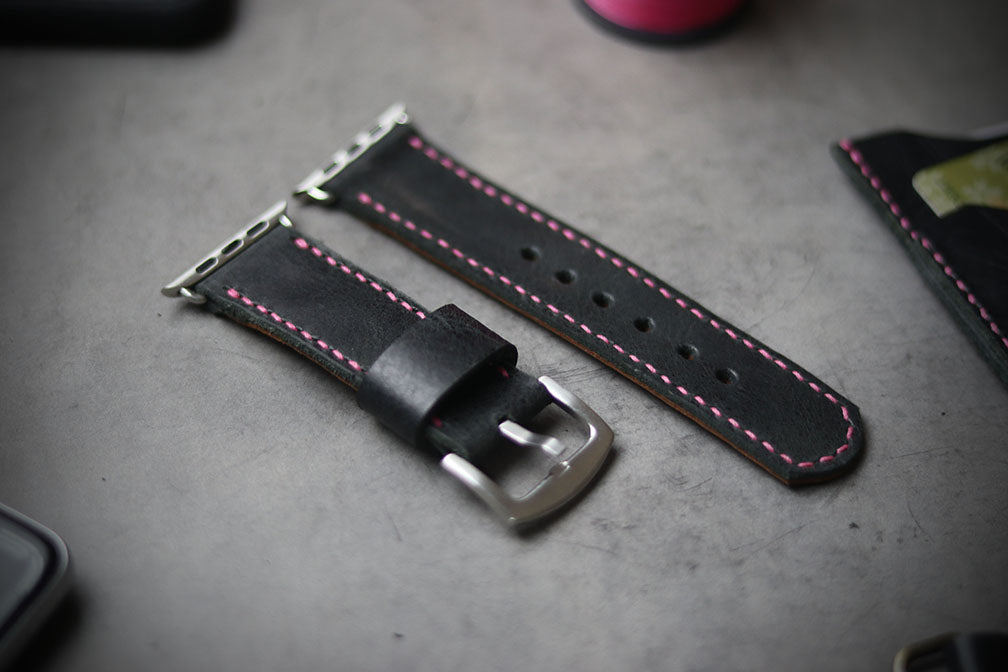 MATTE STONE BLACK FULL STITCHED (ROSE PINK THREAD)