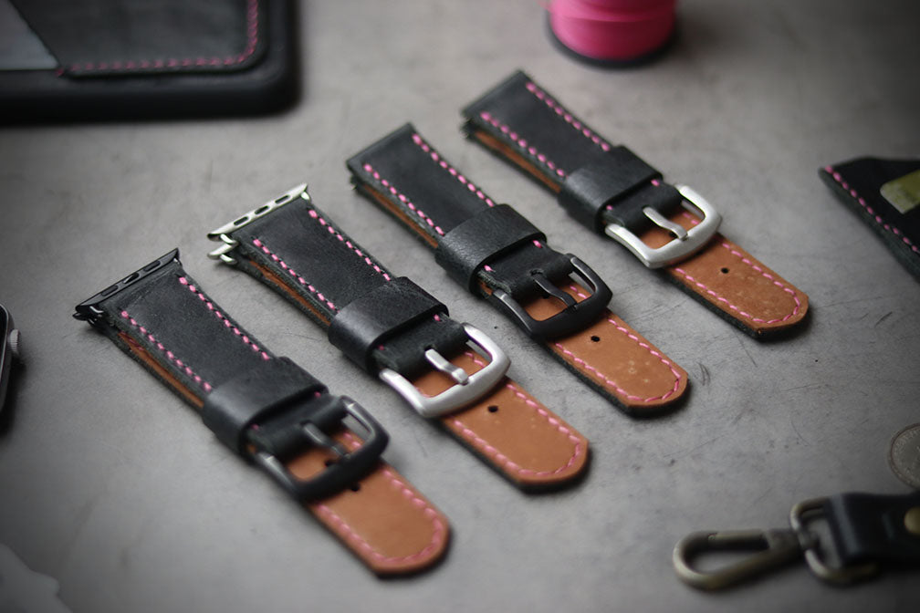 MATTE STONE BLACK FULL STITCHED (ROSE PINK THREAD)