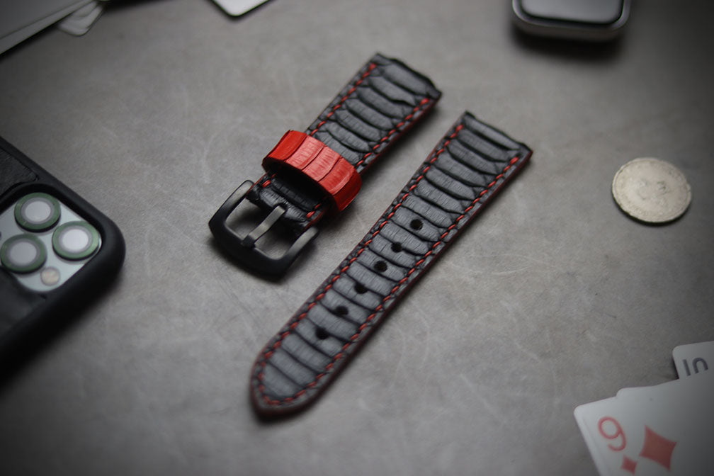 BLACK SNAKE SKIN WATCH STRAPS