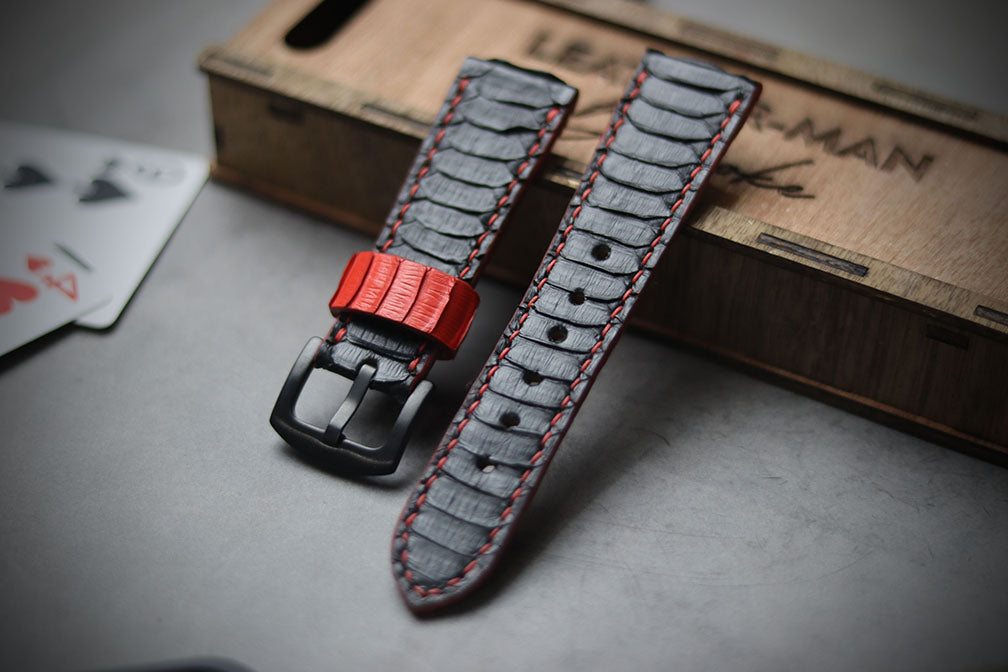 BLACK SNAKE SKIN WATCH STRAPS
