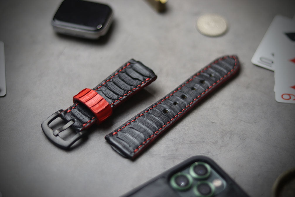 BLACK SNAKE SKIN WATCH STRAPS