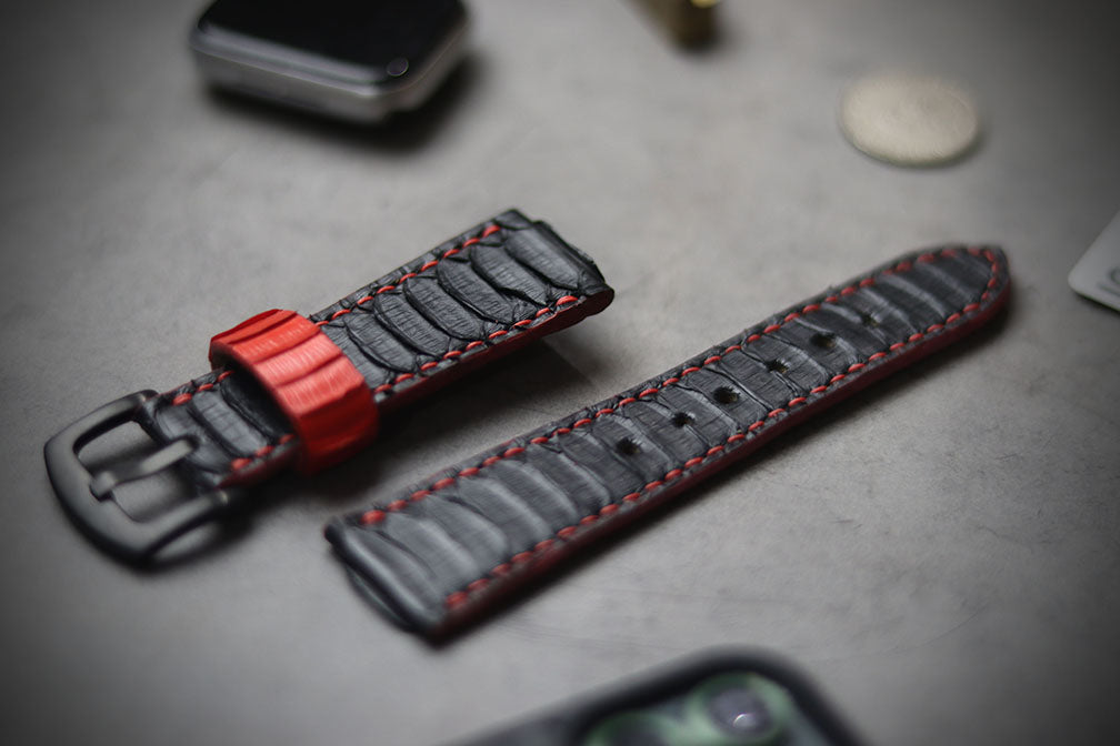 BLACK SNAKE SKIN WATCH STRAPS