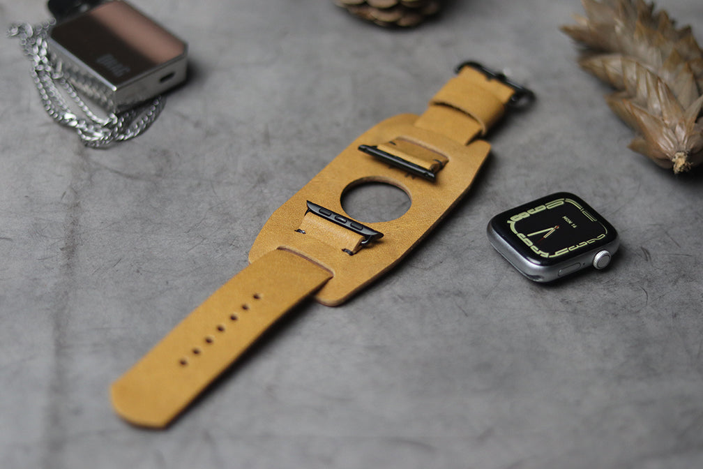 "C1" LEATHER CUFF STRAPS - MUSTARD