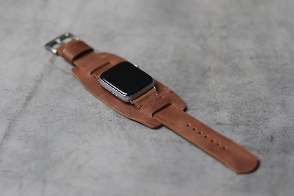"C1" LEATHER CUFF STRAPS - SYRUP BROWN