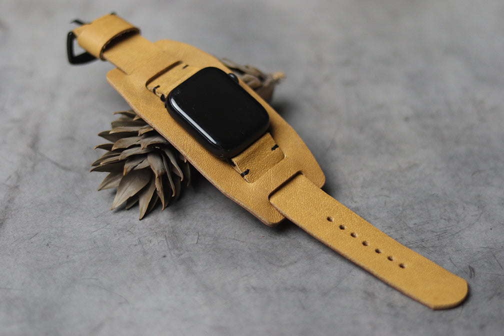 "C1" LEATHER CUFF STRAPS - MUSTARD