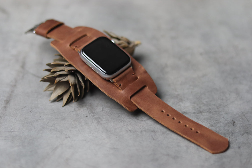 "C1" LEATHER CUFF STRAPS - SYRUP BROWN