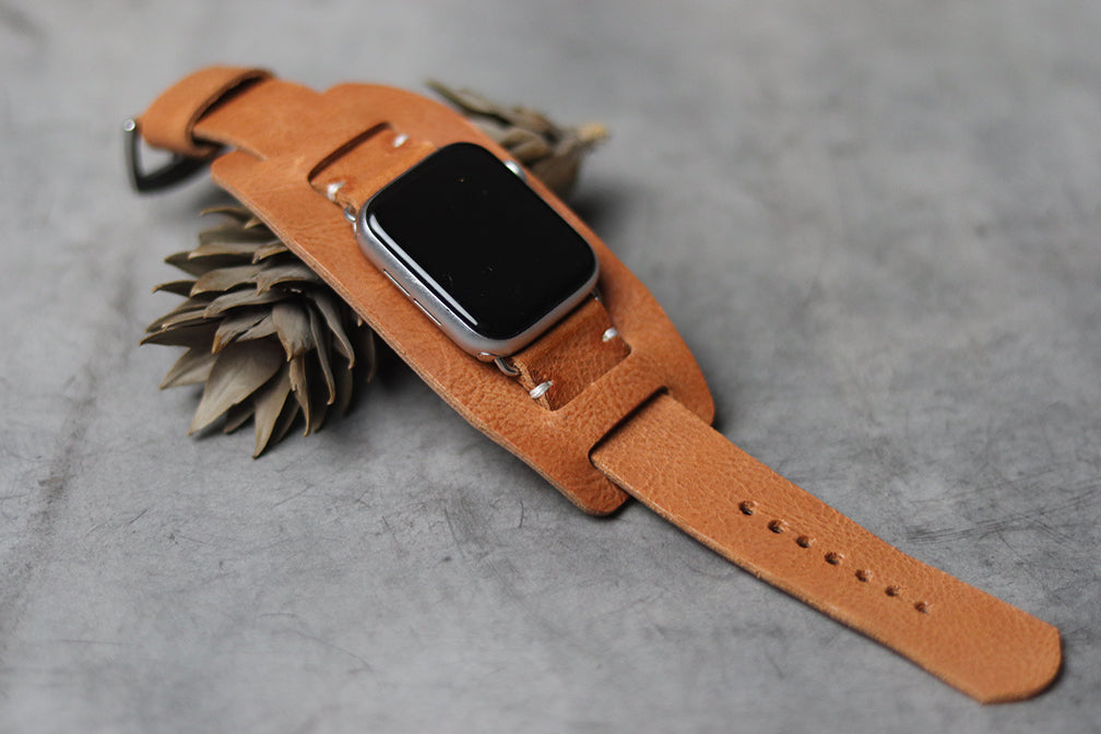 "C1" LEATHER CUFF STRAPS - CARROT ORANGE