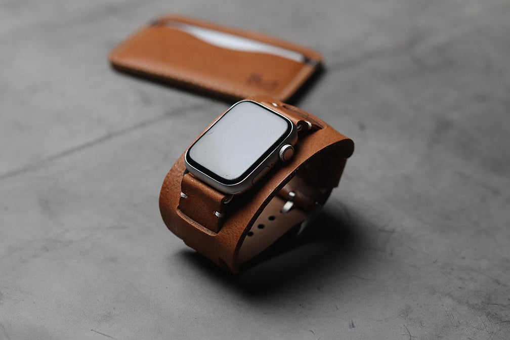 "C1" LEATHER CUFF STRAPS - CARROT ORANGE