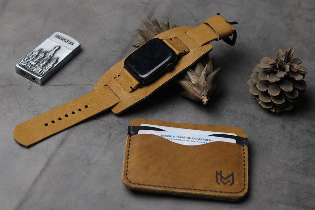 "C1" LEATHER CUFF STRAPS - MUSTARD