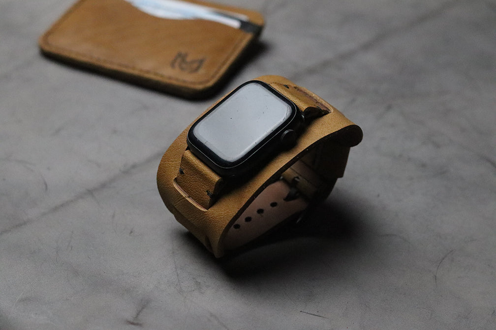 "C1" LEATHER CUFF STRAPS - MUSTARD