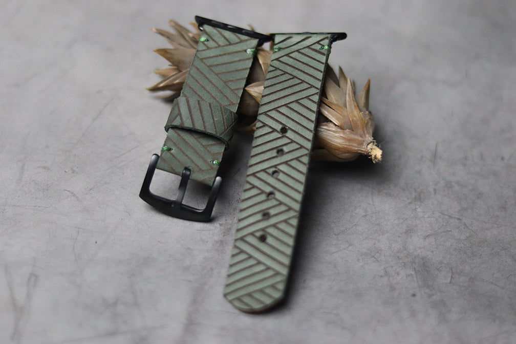 "E1" ENGRAVED STRAPS - AVOCADO GREEN