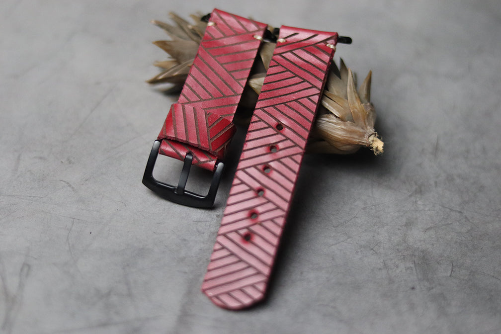 "E1" ENGRAVED STRAPS - CHERRY