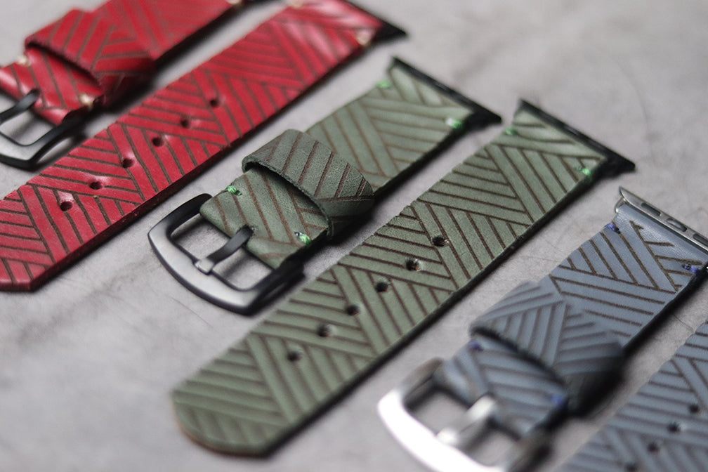 "E1" ENGRAVED STRAPS - AVOCADO GREEN
