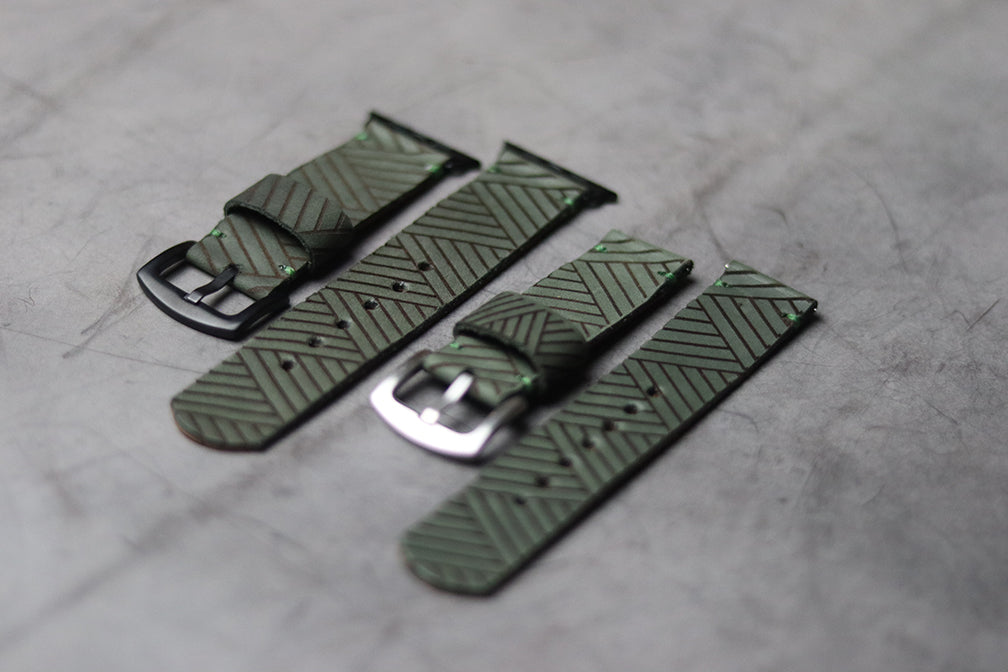 "E1" ENGRAVED STRAPS - AVOCADO GREEN