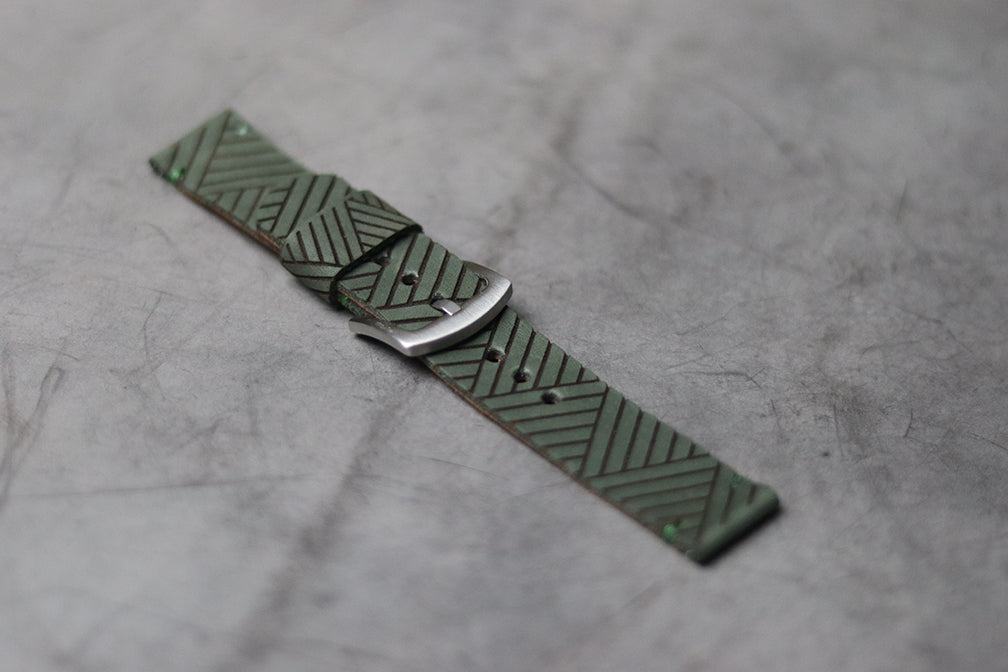 "E1" ENGRAVED STRAPS - AVOCADO GREEN