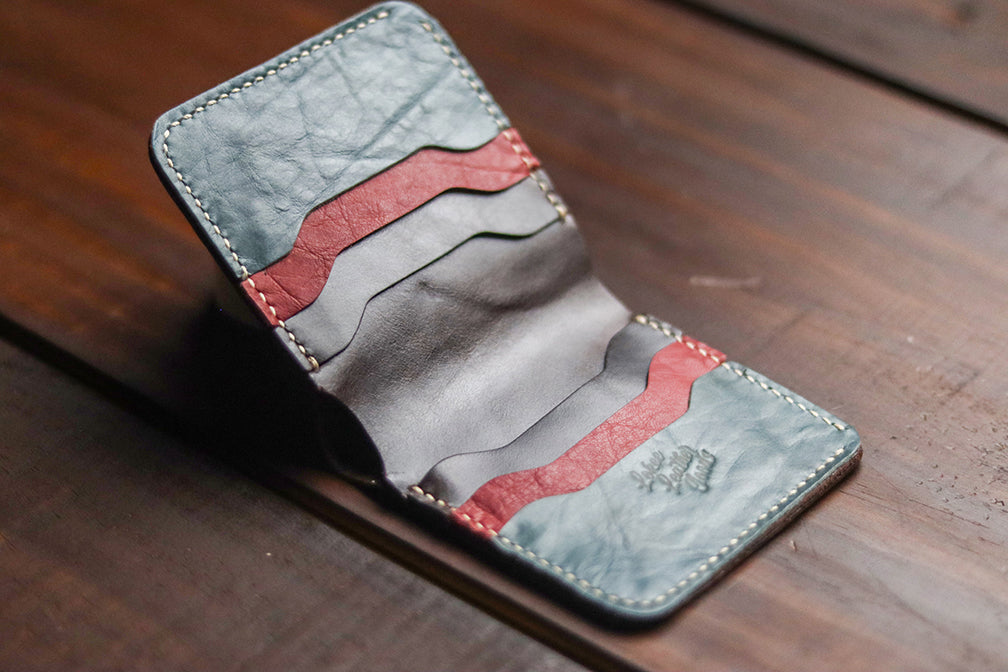 "TRIDENT" RED, DEEP BLUE & WALNUT.