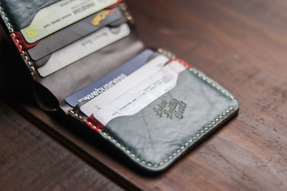 "TRIDENT" RED, DEEP BLUE & WALNUT.