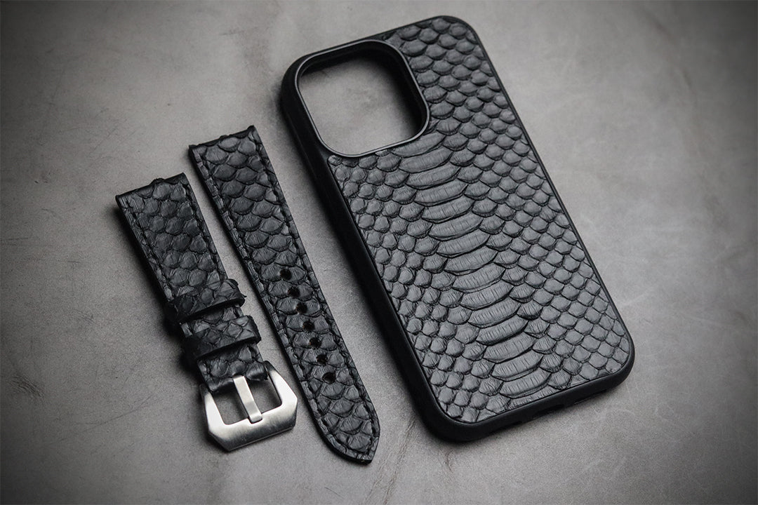 BLACK PYTHON SKIN PHONE CASE