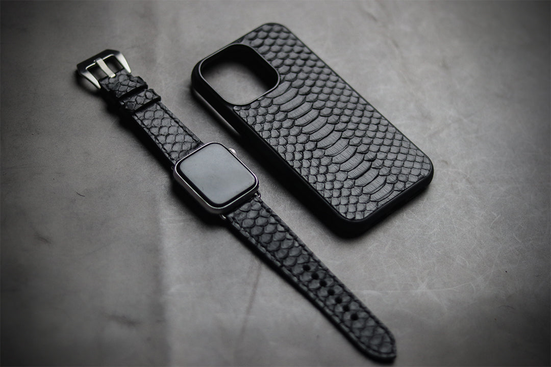 BLACK SNAKE SKIN WATCH STRAPS