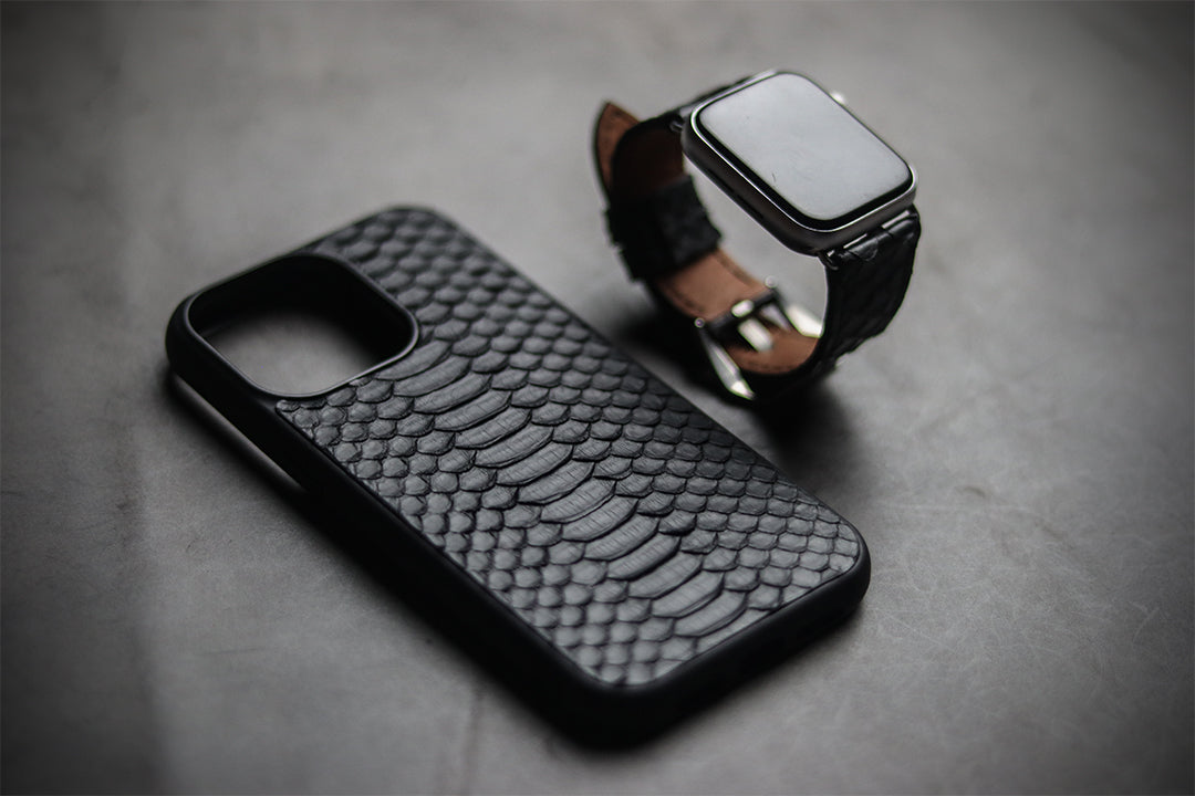 BLACK PYTHON SKIN PHONE CASE