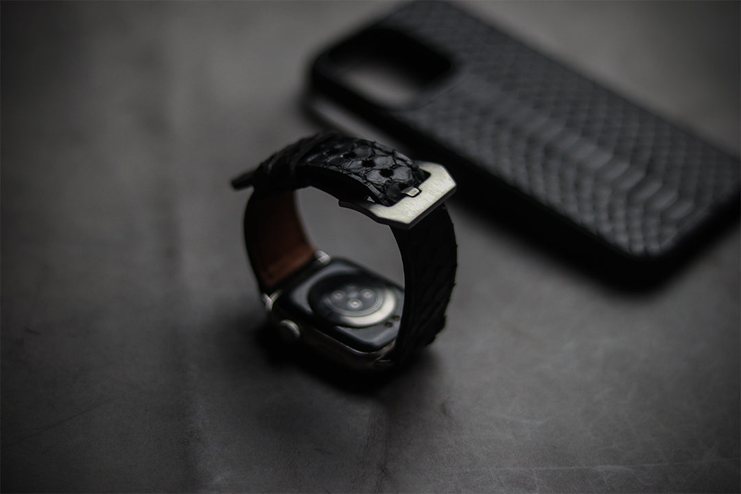 BLACK SNAKE SKIN WATCH STRAPS