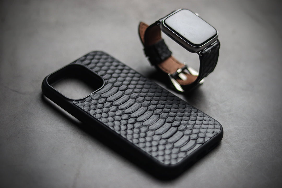 BLACK PYTHON SKIN PHONE CASE