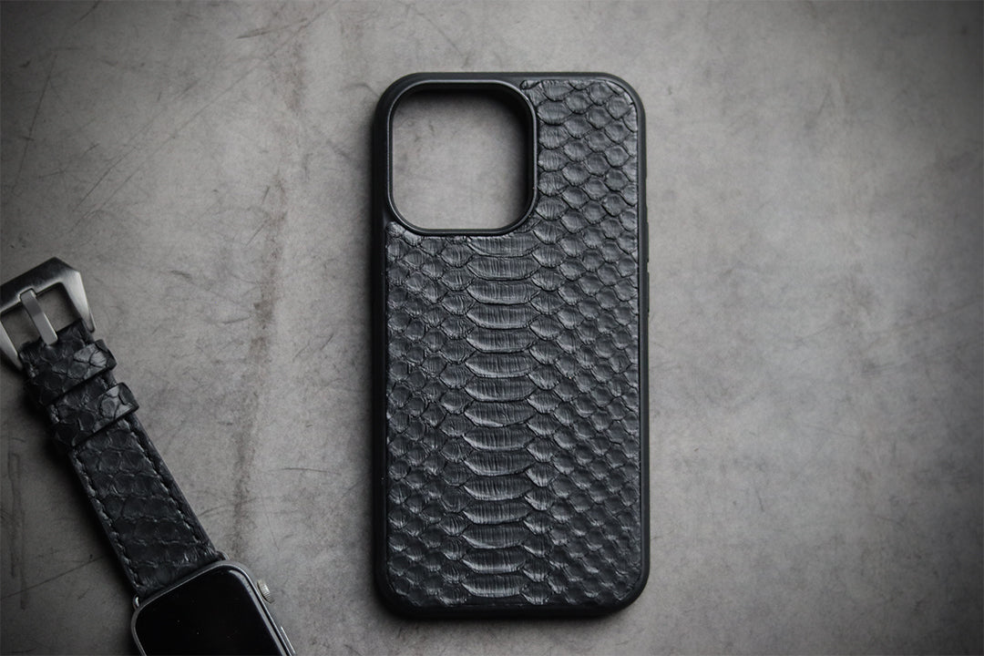 BLACK PYTHON SKIN PHONE CASE