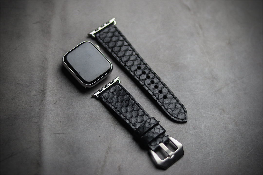 BLACK SNAKE SKIN WATCH STRAPS