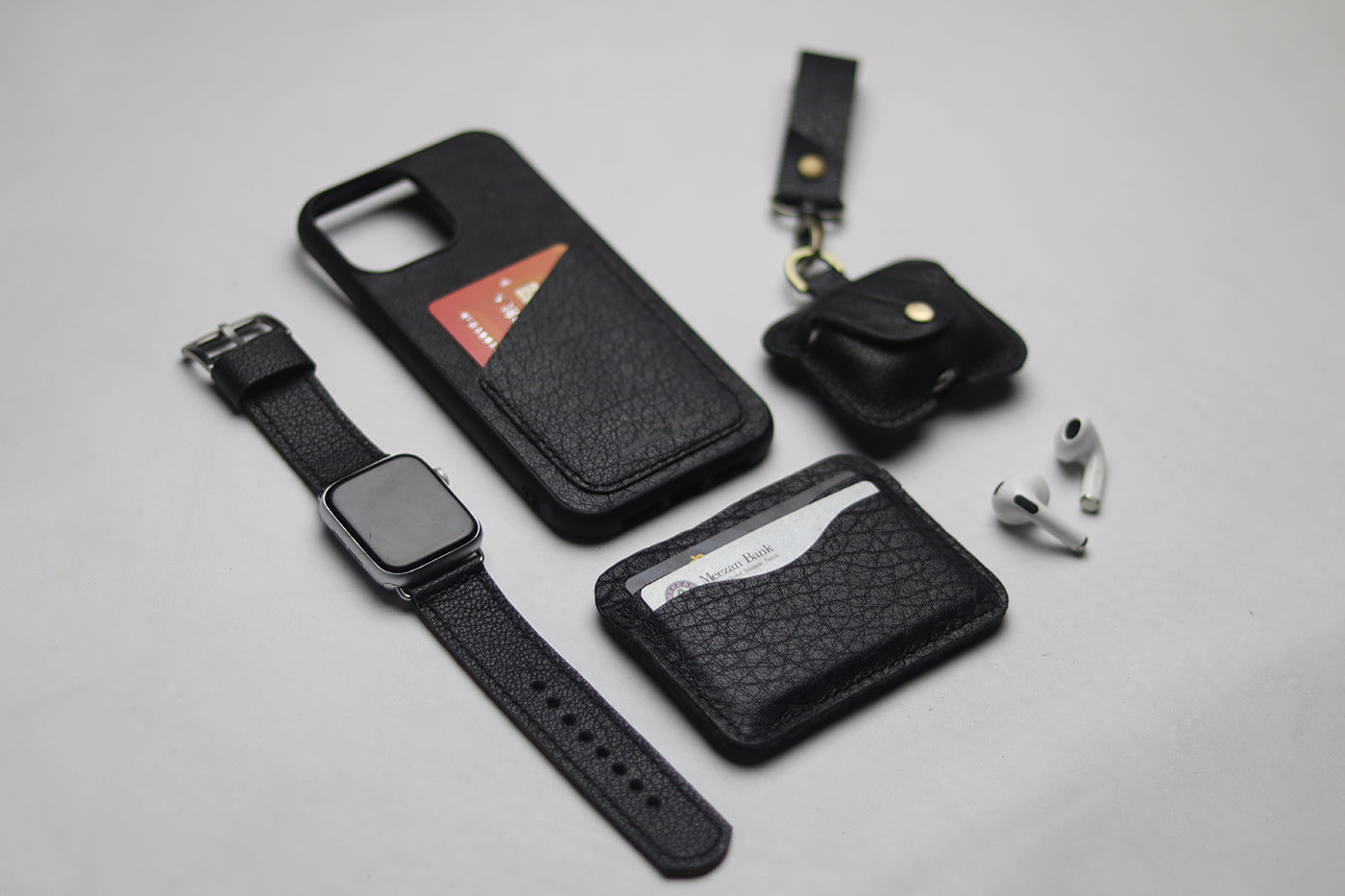 ITALIAN CHEVRE BLACK WALLET PHONE CASE