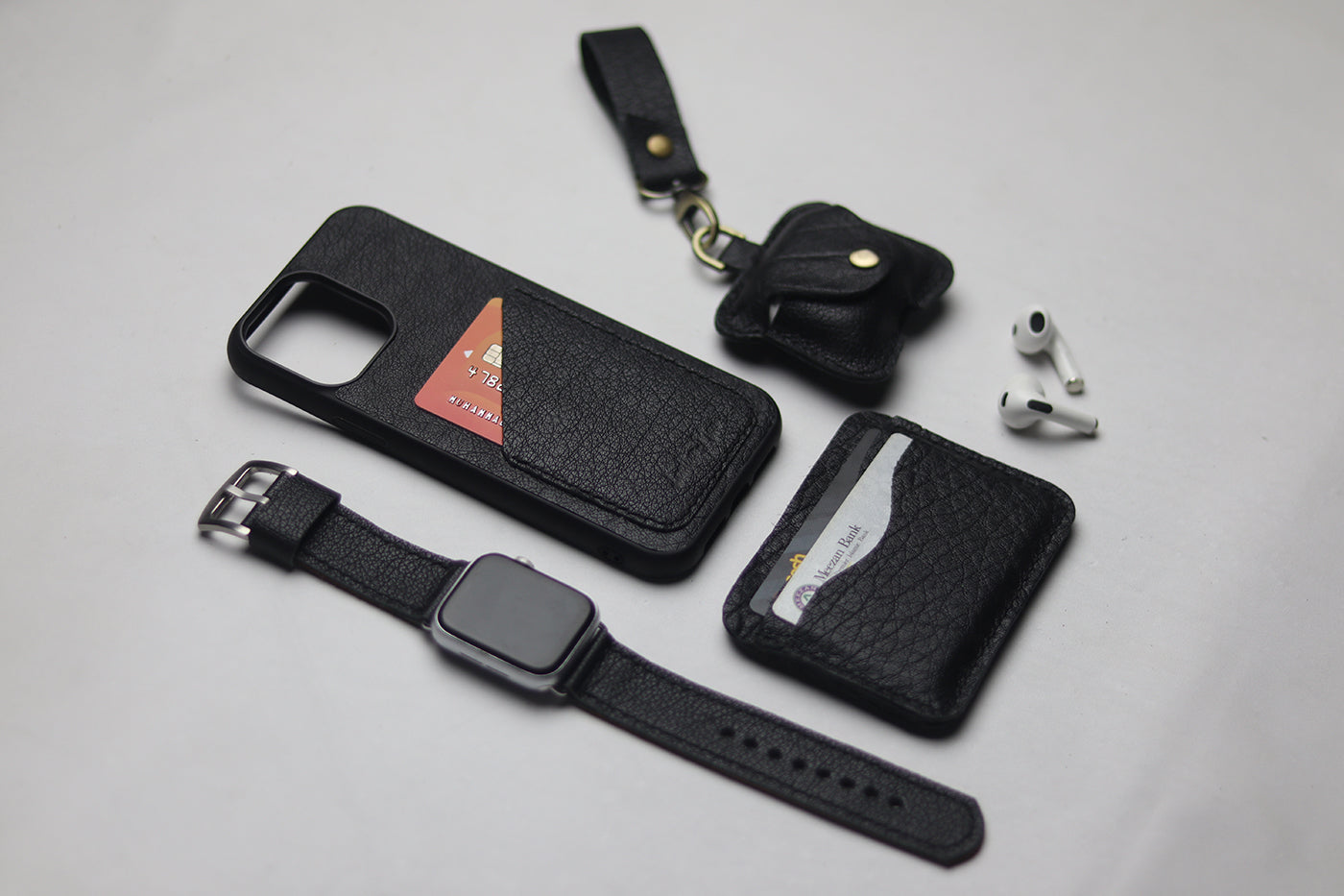 ITALIAN CHEVRE BLACK WALLET PHONE CASE