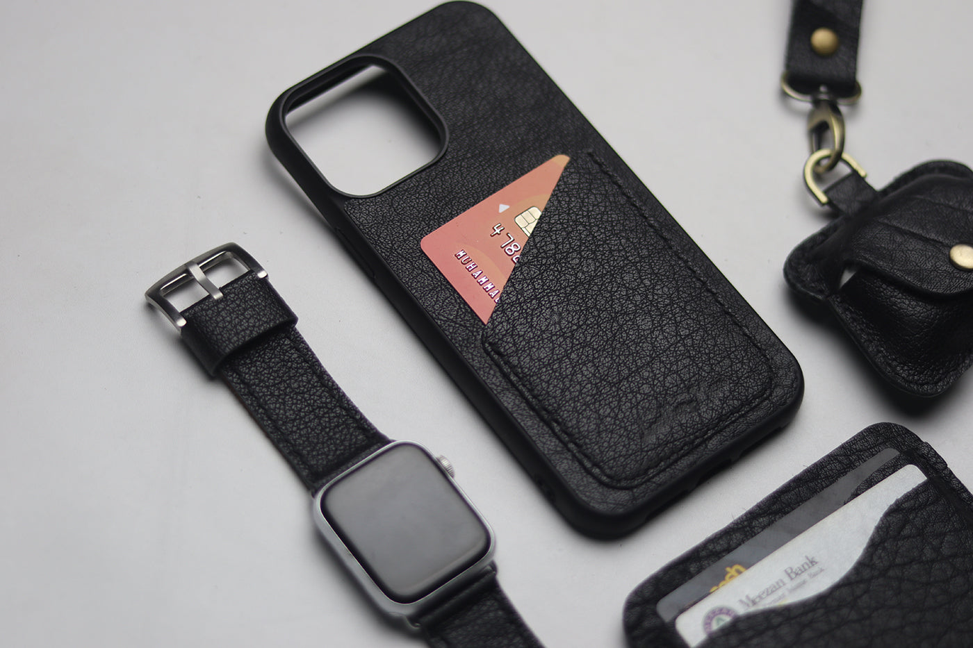 ITALIAN CHEVRE BLACK WALLET PHONE CASE