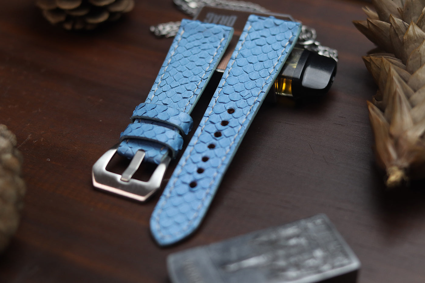 TURQUOISE BLUE SNAKE SKIN FULL STITCHED