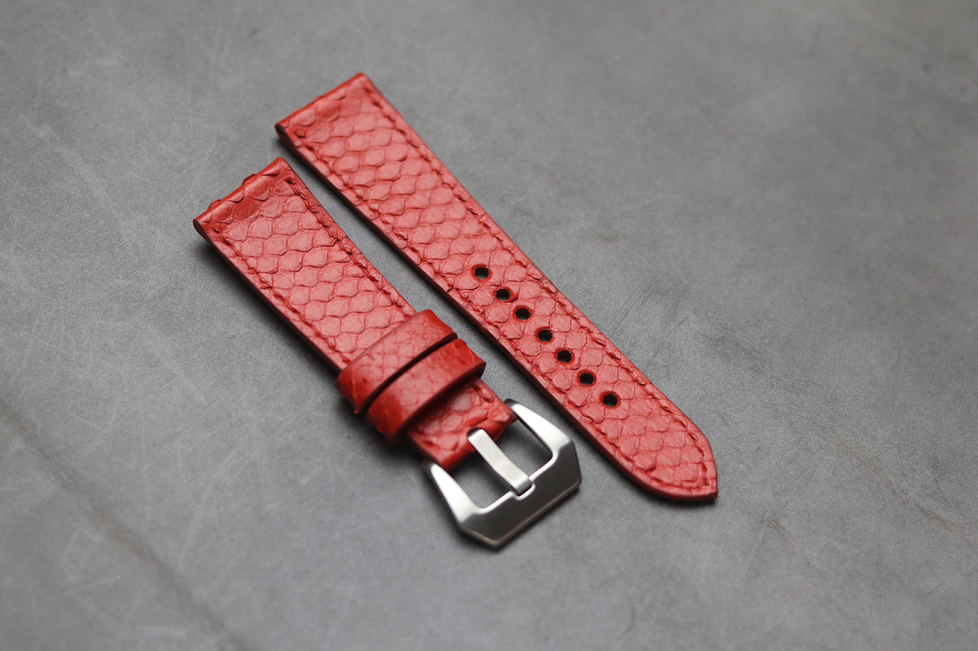 SCARLETT RED SNAKE SKIN FULL STITCHED