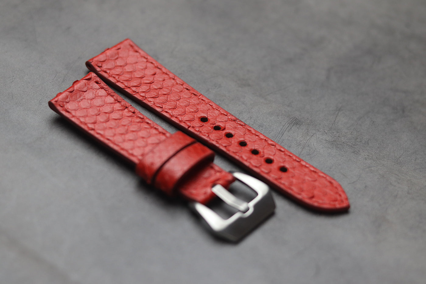 SCARLETT RED SNAKE SKIN FULL STITCHED