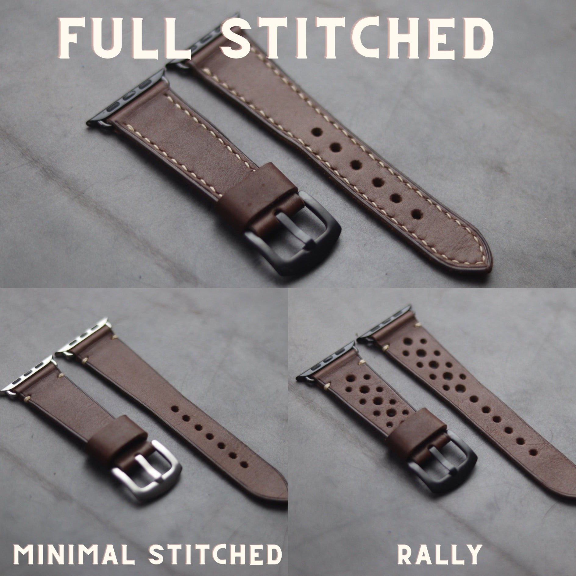 ONYX GREY LEATHER - APPLE WATCH STRAPS HAND-CRAFTED