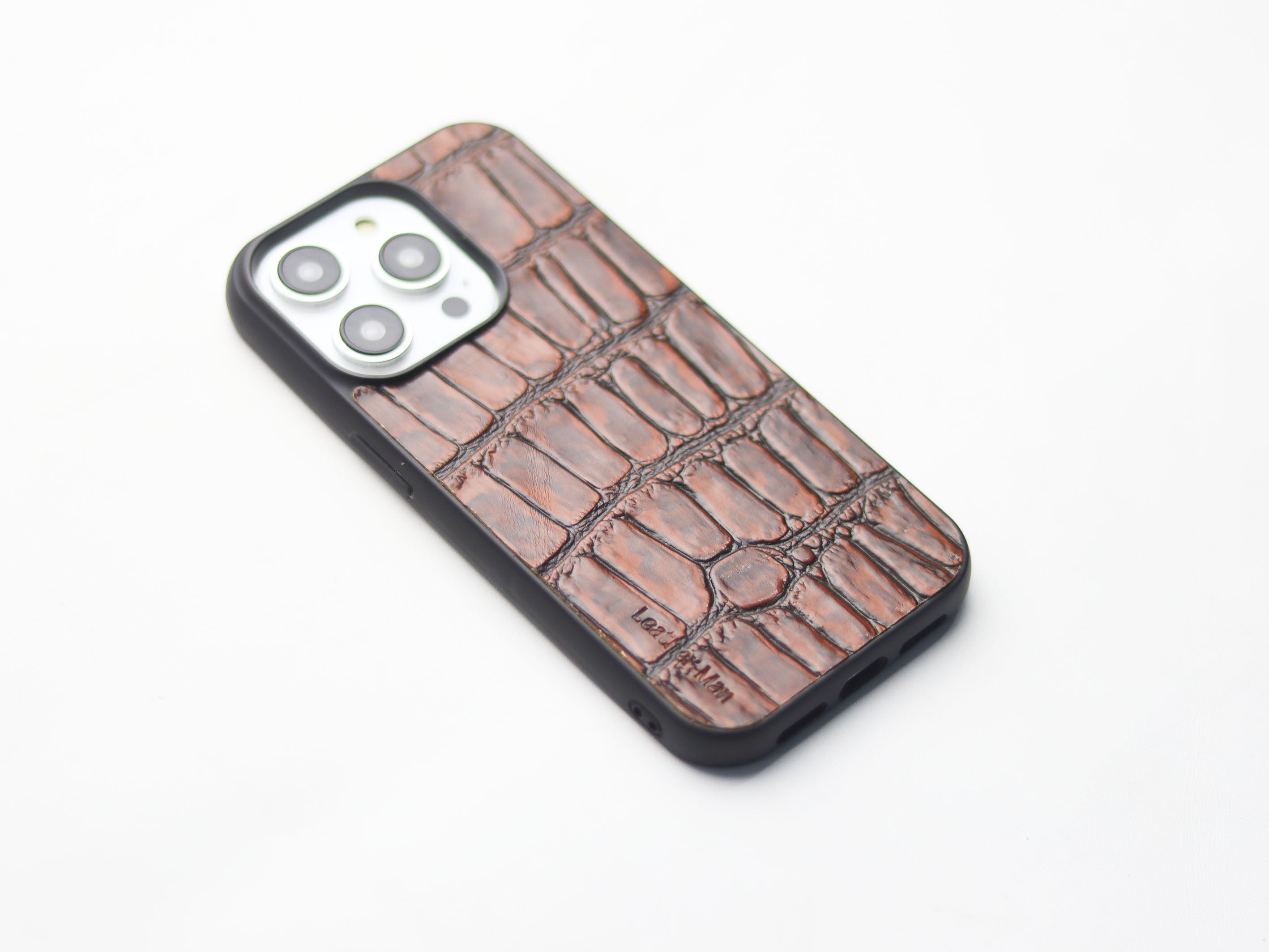 BROWN CROCO LEATHER (LARGE SCALE) - CLASSIC PHONE CASE
